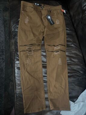 Men's Relaxed Fit Distressed Jeans - Brown